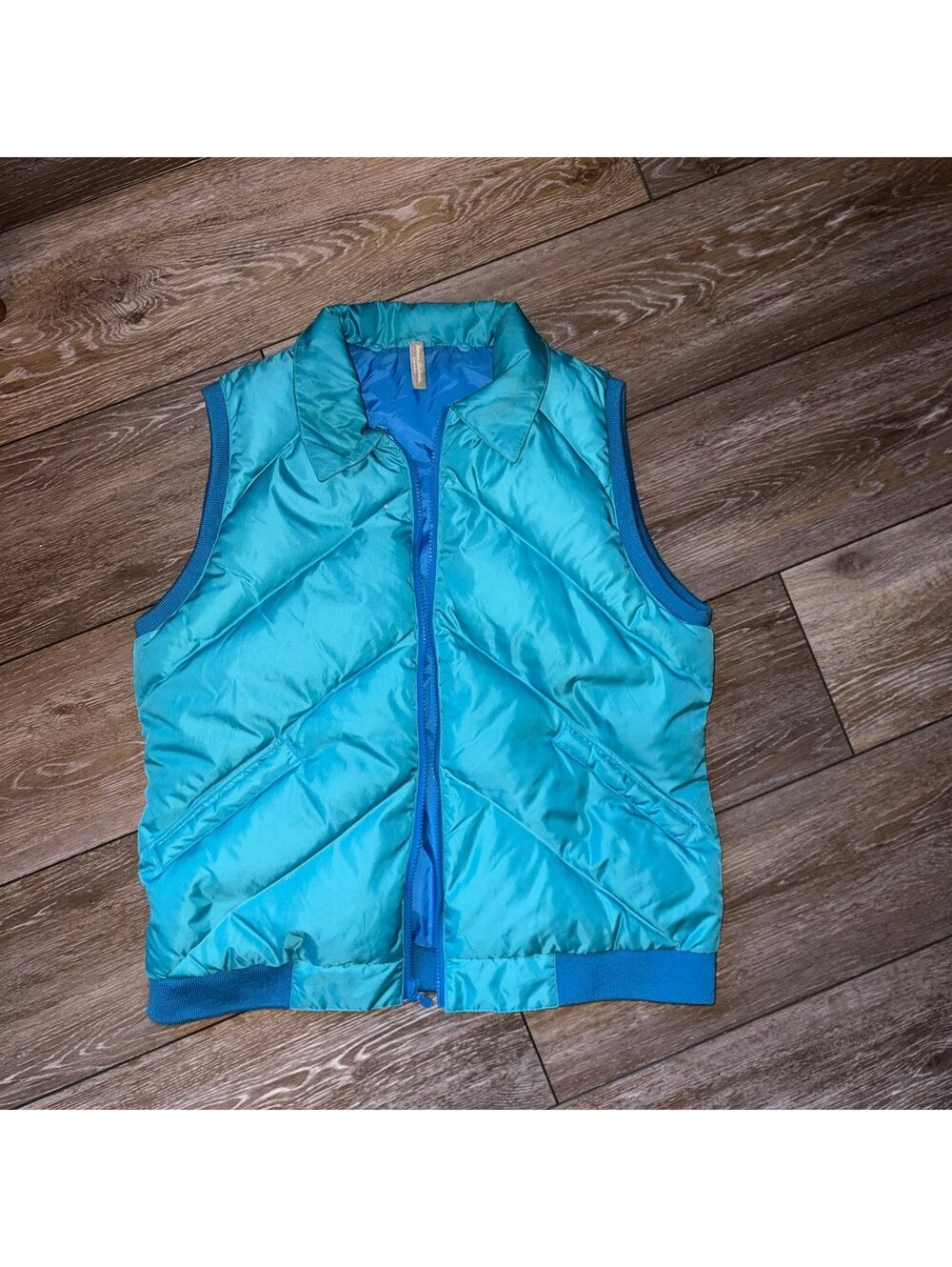 Vintage Hanna Andersson 80% Down Puffer Vest Turquoise Blue Medium